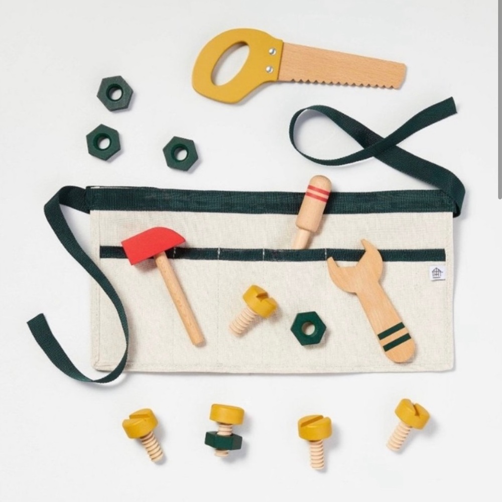 Hearth & Hand Wooden Tool Play Set in Natural, Green, Yellow, Red